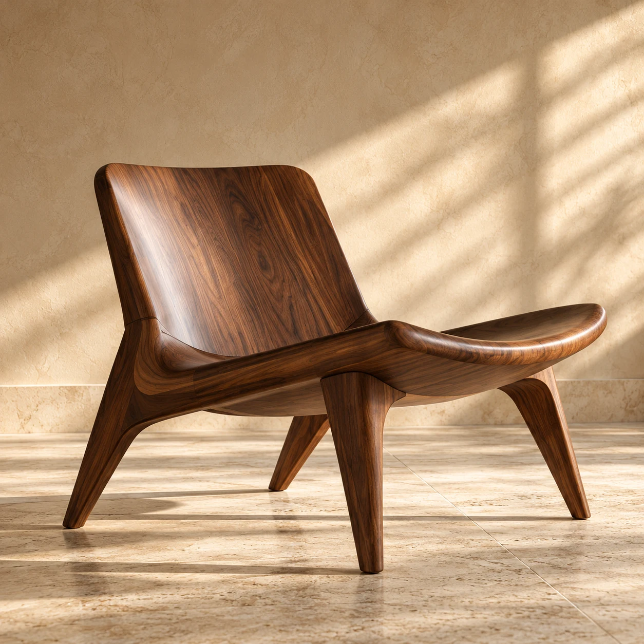 Wood-frame lounge chair — illustrative concept
