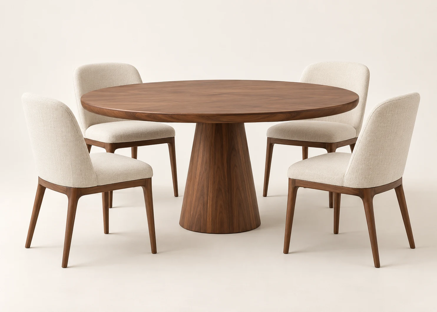 Round wood dining table — illustrative concept
